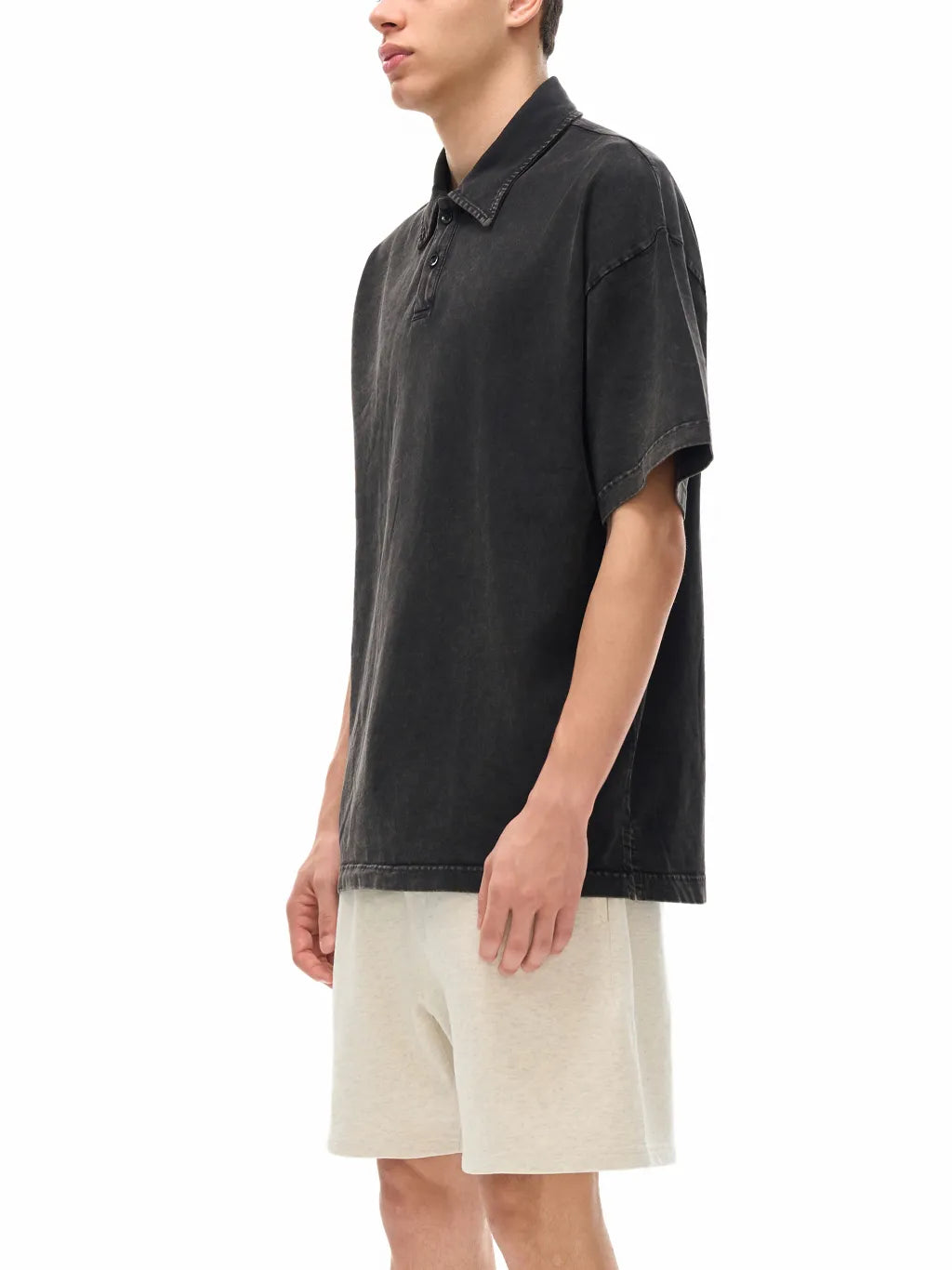 LUXURY TERMINAL - Heavyweight Snow-Washed Polo T-Shirt
