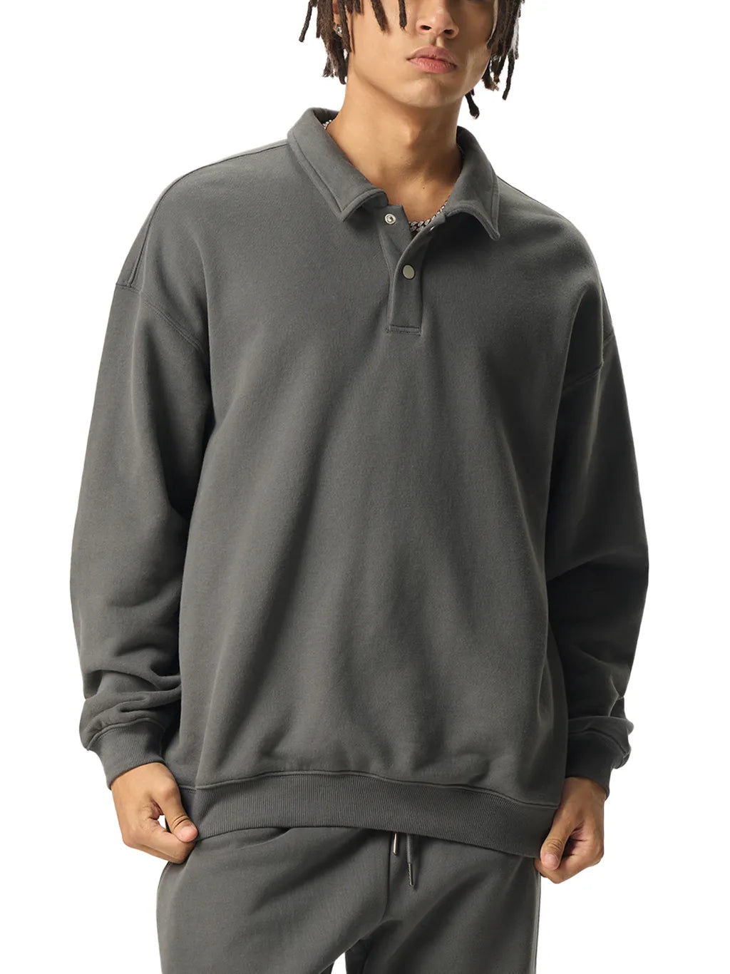 LUXURY TERMINAL - Heavyweight Polo-Collar Sweatshirt
