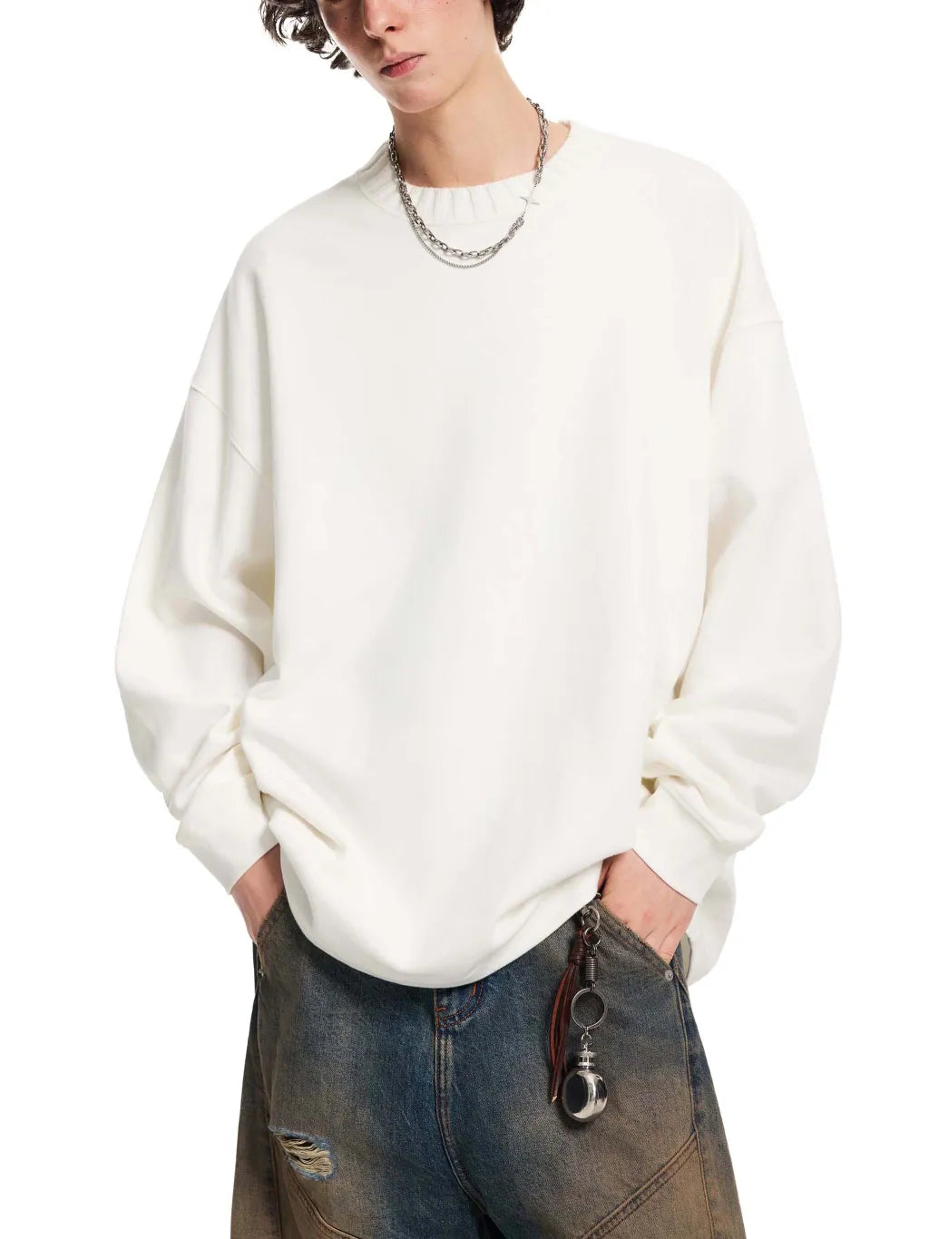 LUXURY TERMINAL - Knitted Round Neck Oversize Sweatshirt