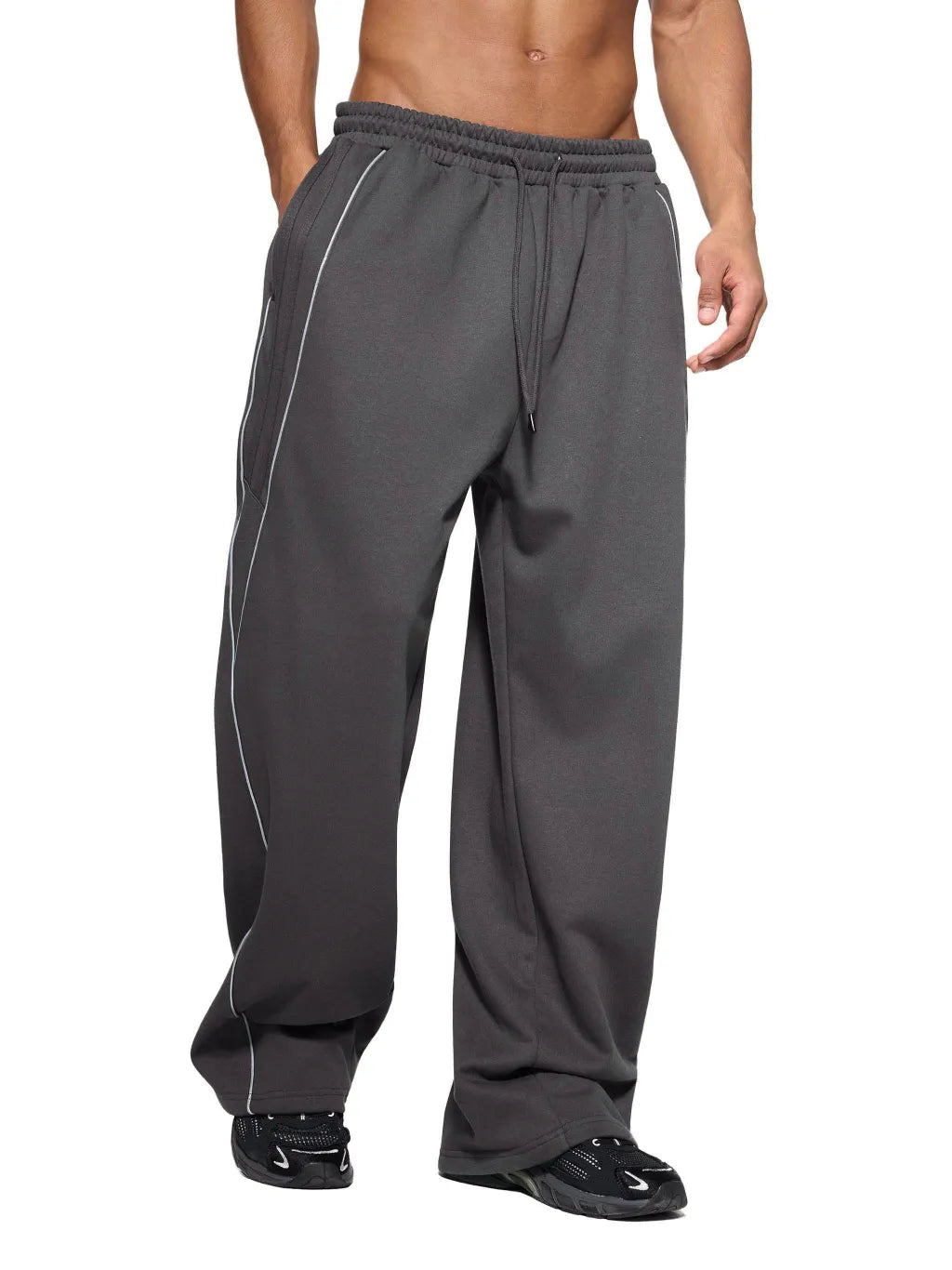 LUXURY TERMINAL - Reflection Striped Straight-Leg Sweatpants