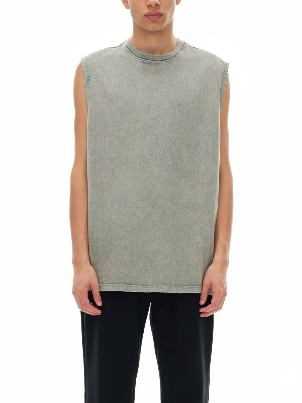 LUXURY TERMINAL - Snow Washed Frayed Hem Tank Top