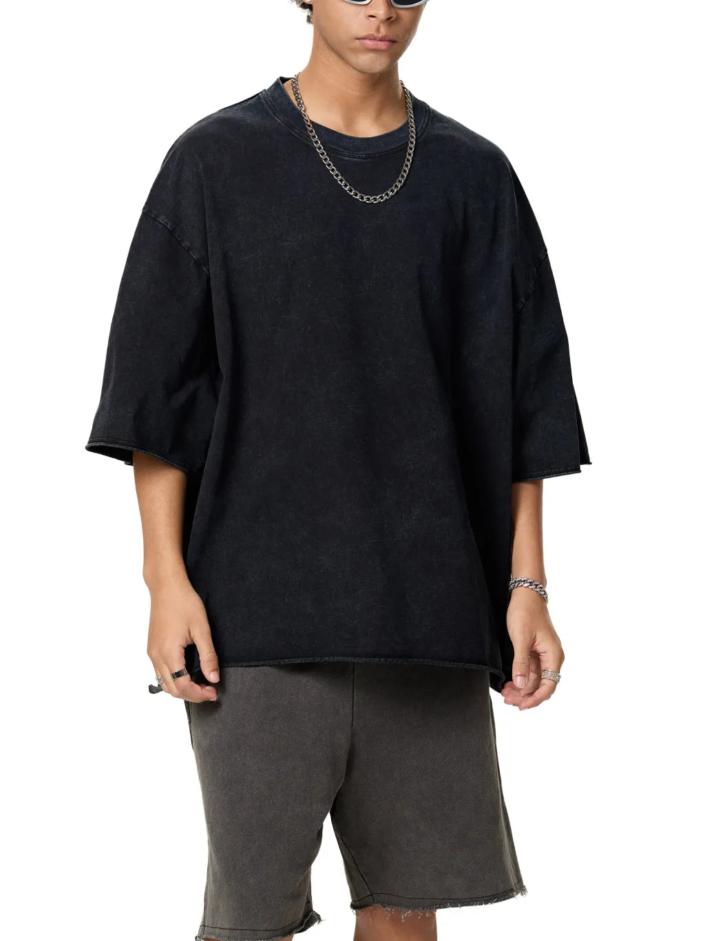 LUXURY TERMINAL - Raw Edge Snow Washed Boxy T-Shirt