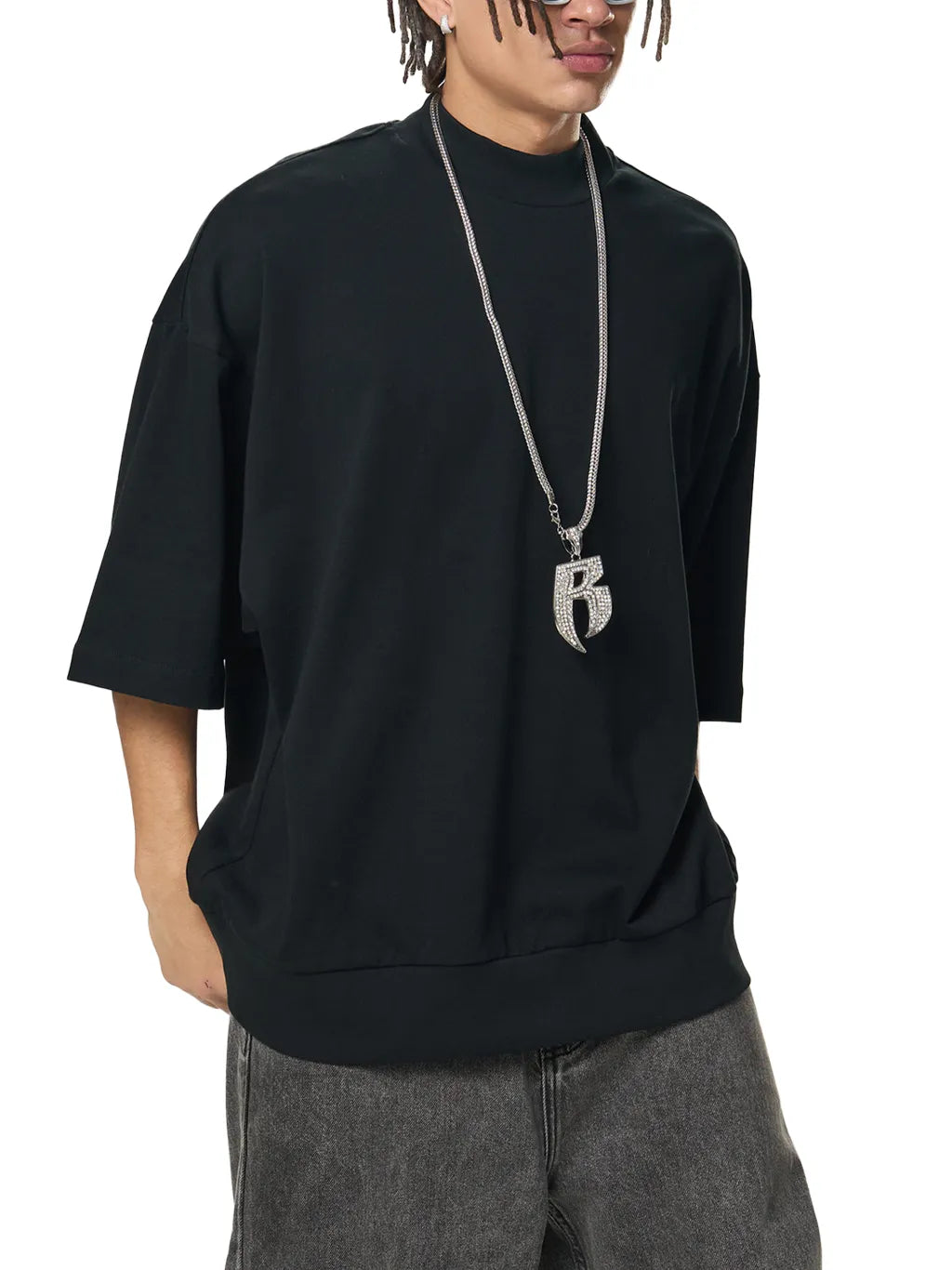 LUXURY TERMINAL - Heavyweight Oversized Mock Neck T-shirt