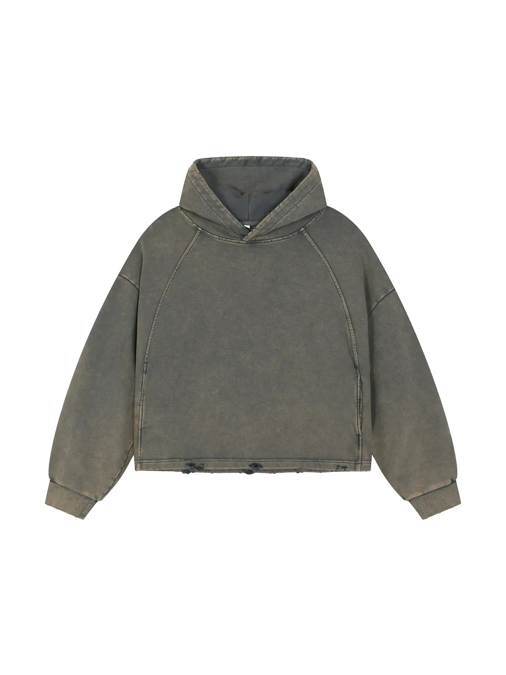 Elevate Your Essentials: The Vintage Washed Frayed-Hem Hoodie