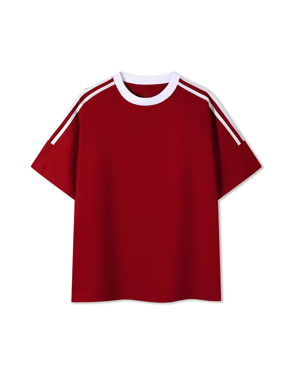 LUXURY TERMINAL - Contrast Tape Crewneck Cotton T-Shirt