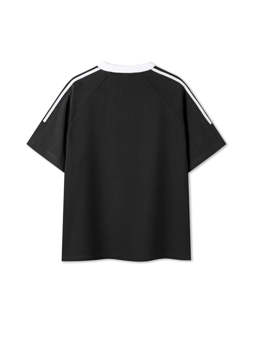 LUXURY TERMINAL - Contrast Tape Crewneck Cotton T-Shirt