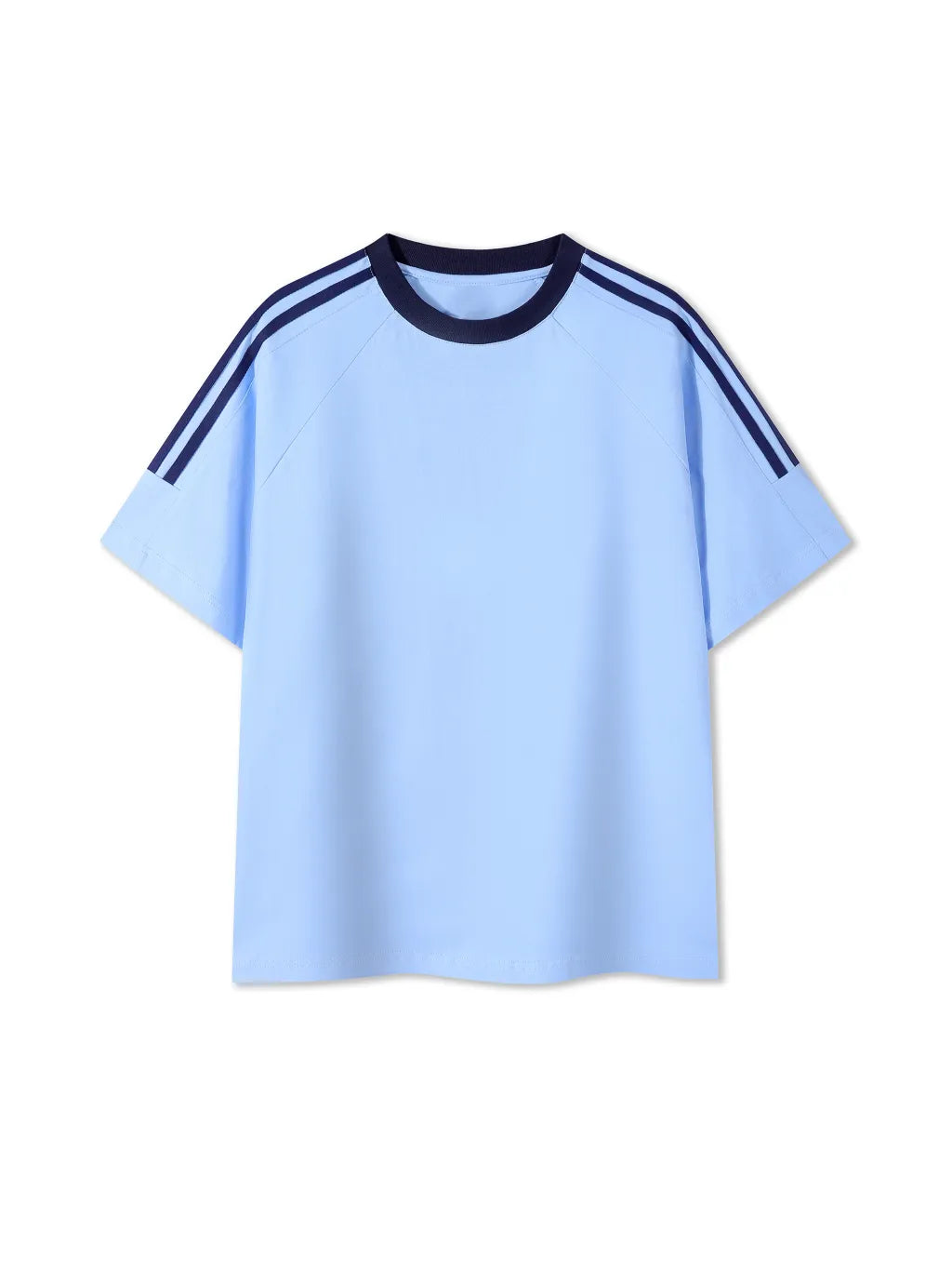 LUXURY TERMINAL - Contrast Tape Crewneck Cotton T-Shirt