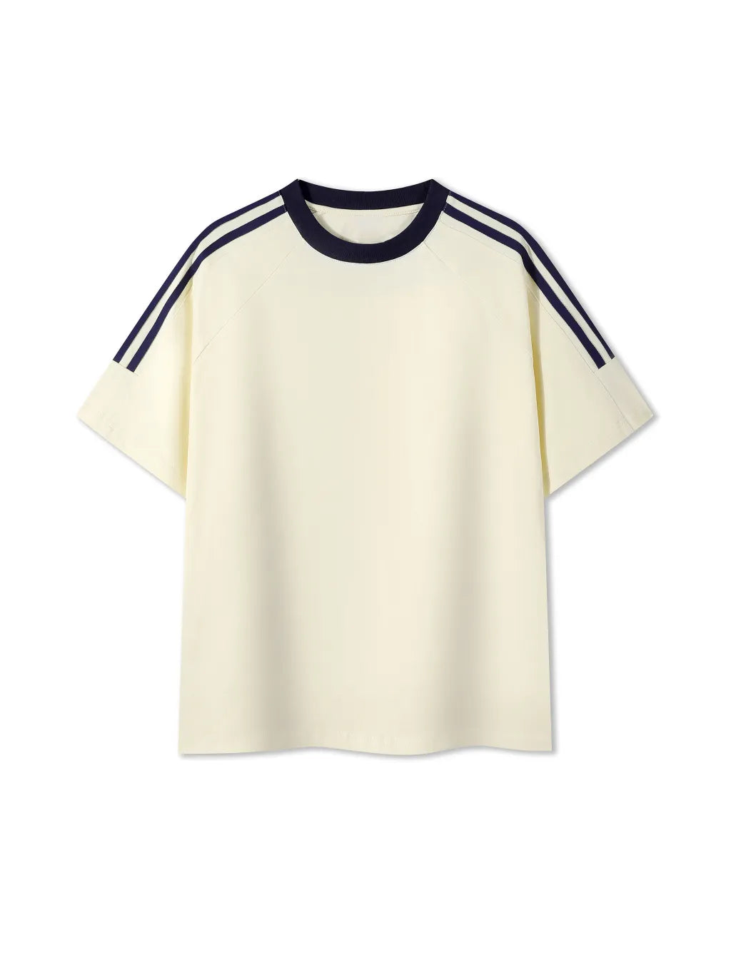 LUXURY TERMINAL - Contrast Tape Crewneck Cotton T-Shirt
