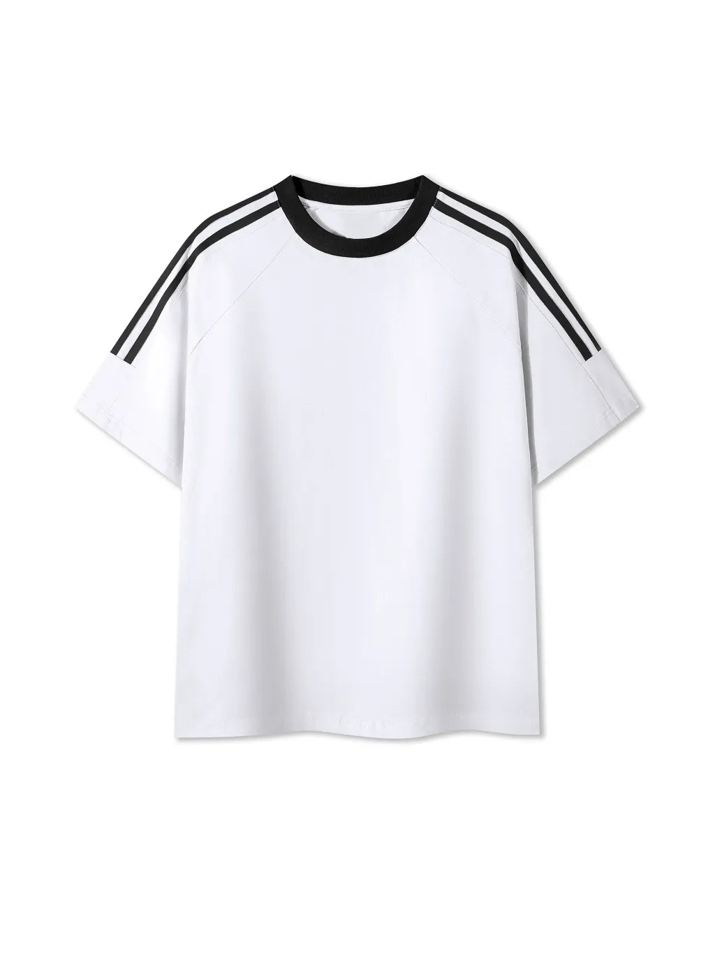 LUXURY TERMINAL - Contrast Tape Crewneck Cotton T-Shirt