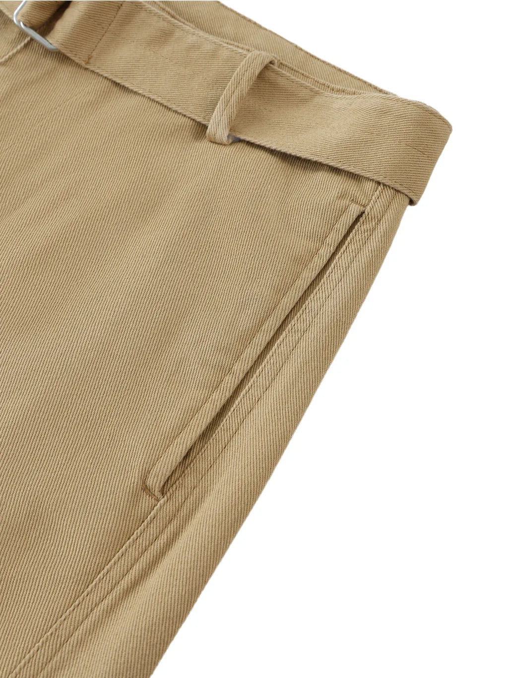 Twisted-Seam Belted Curved-Blade Pants: The Epitome of Understated Luxury