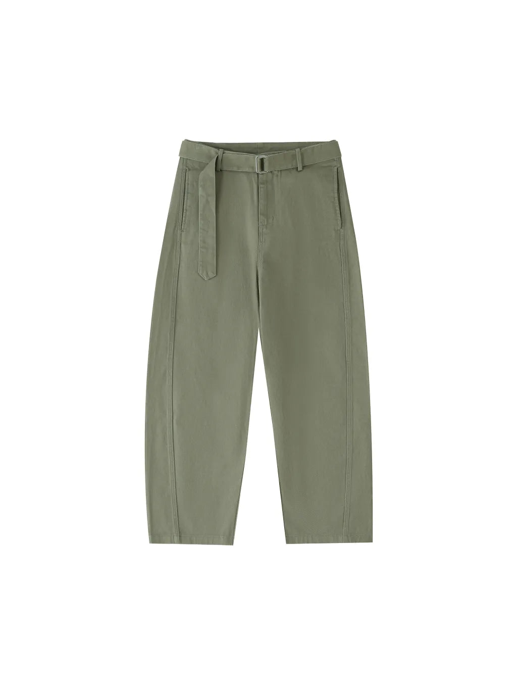 Twisted-Seam Belted Curved-Blade Pants: The Epitome of Understated Luxury