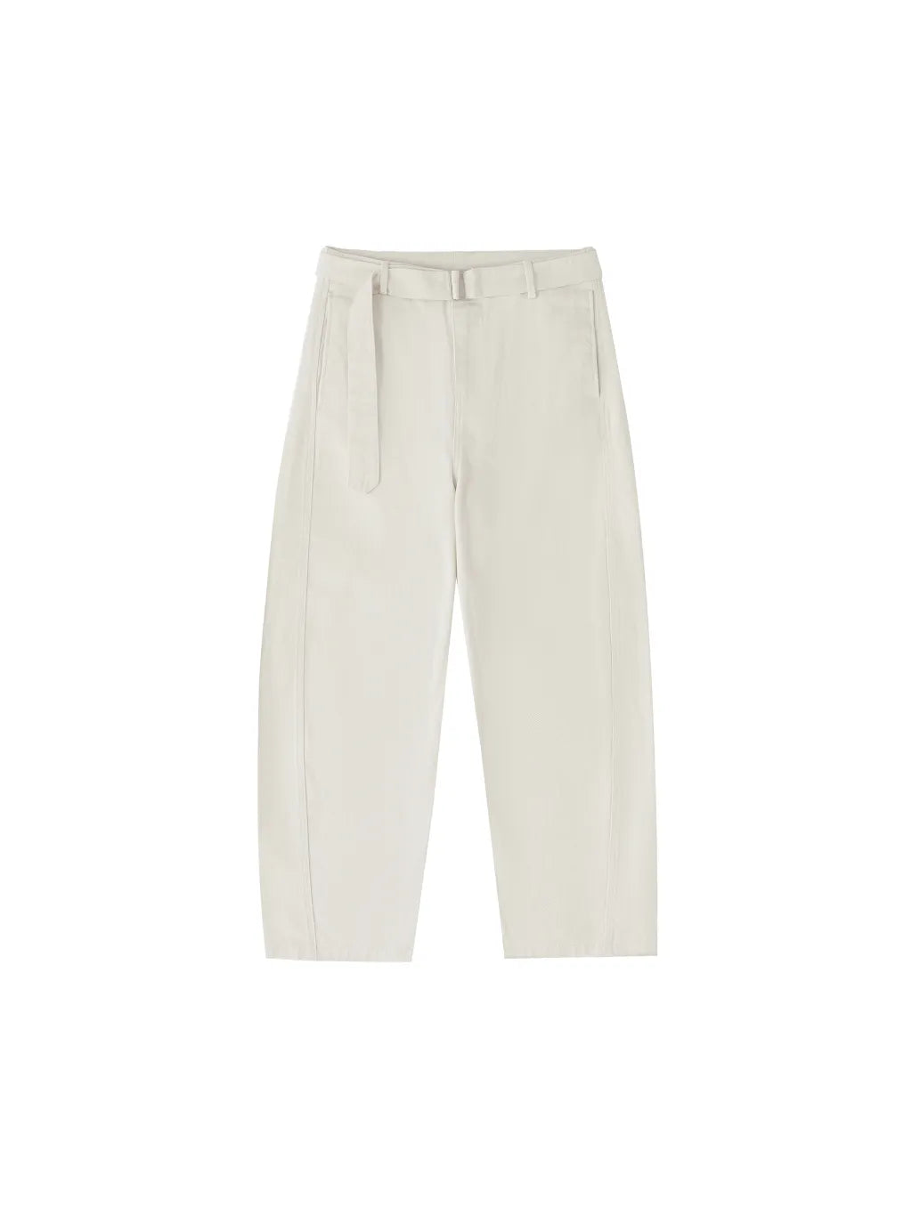 Twisted-Seam Belted Curved-Blade Pants: The Epitome of Understated Luxury